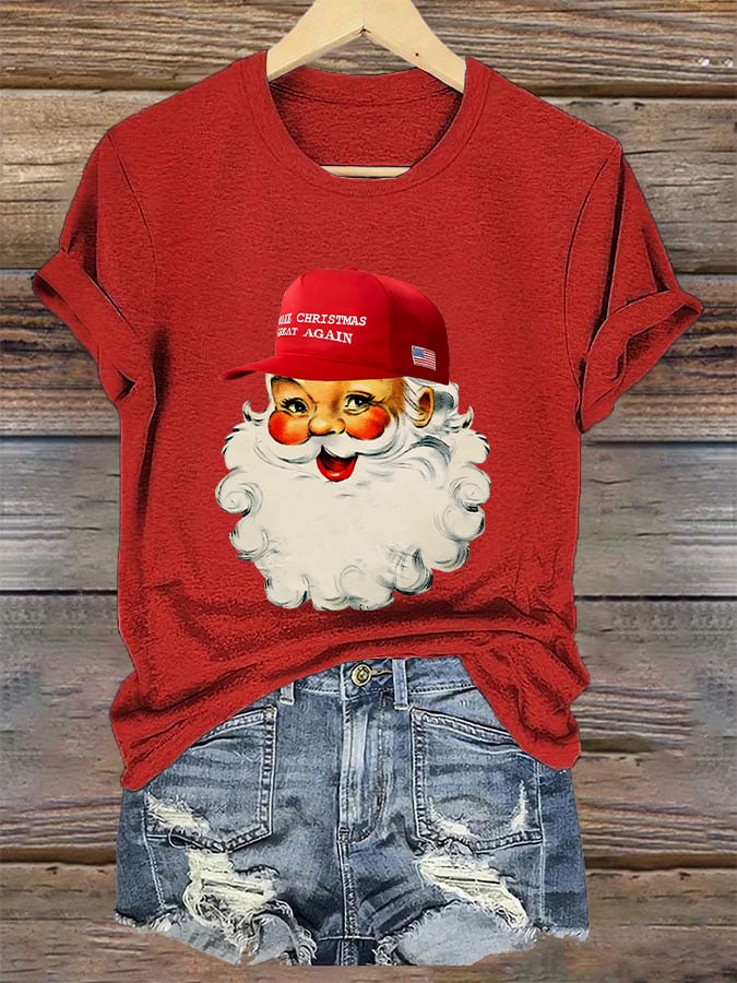 Women's Santa Claus Print T-Shirt