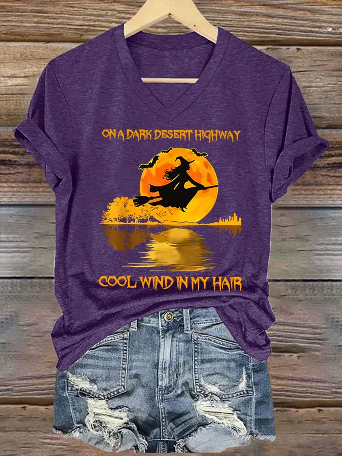 Women's Halloween On A Dark Desert Highway Cool Wind In My Hair printed casual T-shirt
