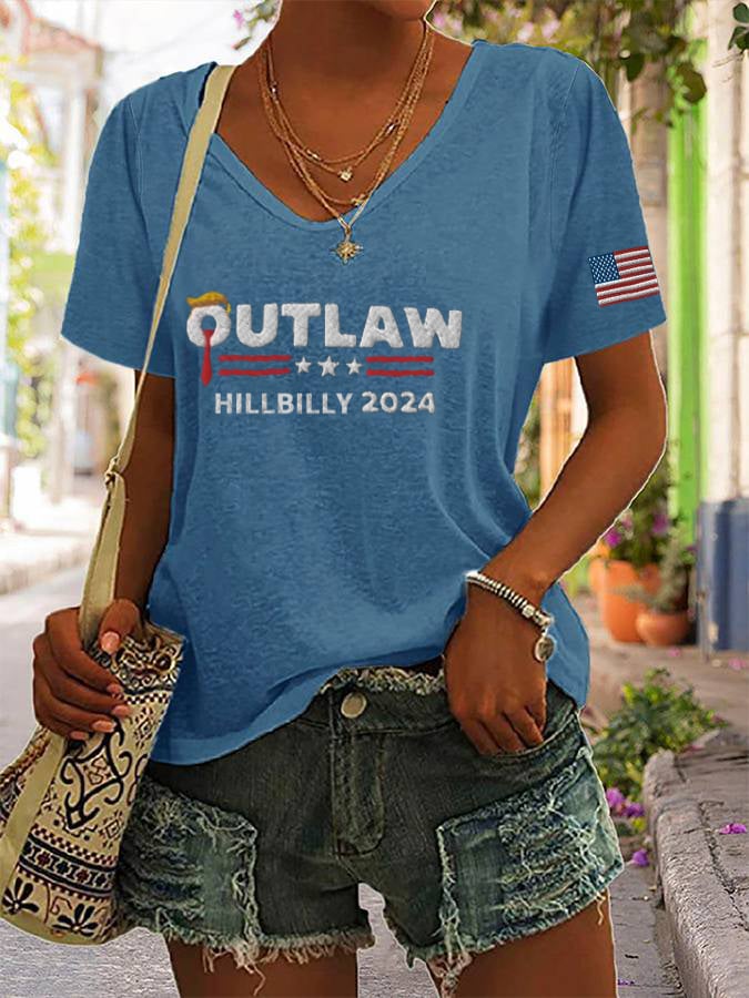 Women'sThe Outlaw and The Hillbilly Print V-Neck T-Shirt