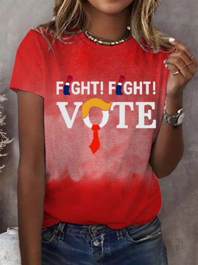Women'S Fight Fight Vote Casual Printed T-Shirt