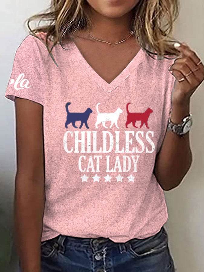 Women's Childless Cat Lady V-Neck Tee
