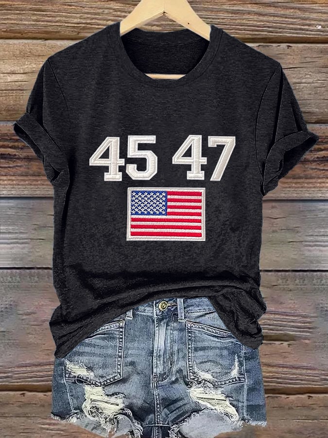 Retro 45 47 Print T-Shirt