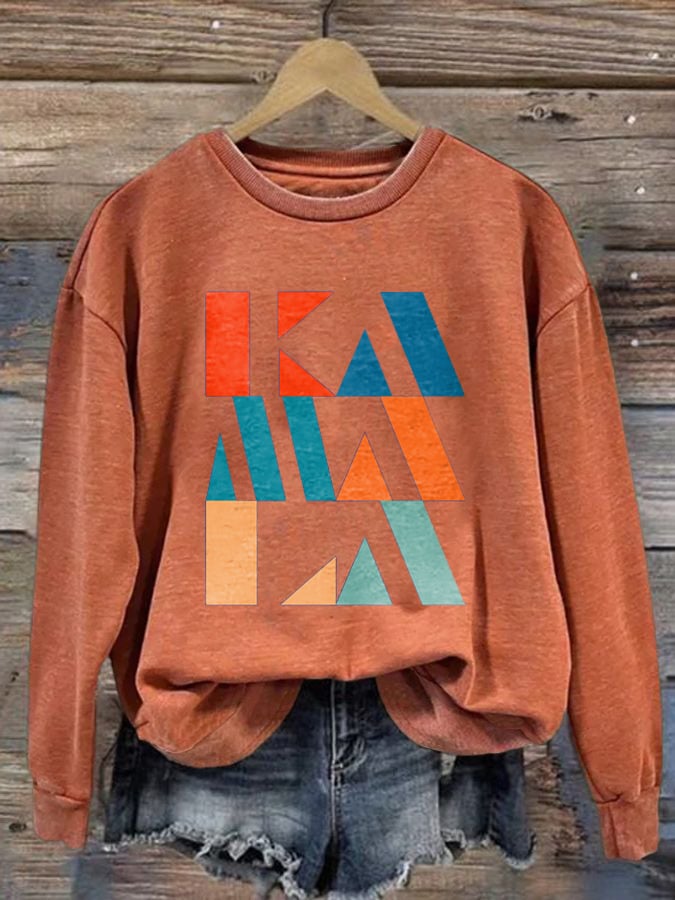 Women's comma la print crew neck sweatshirt