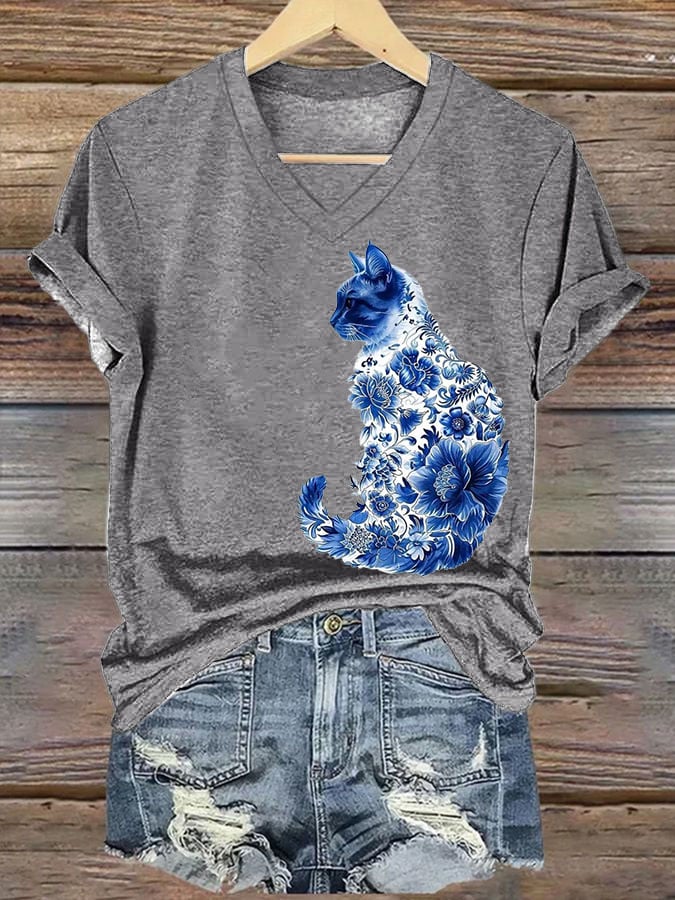 Women'S Cat Printed T-Shirt