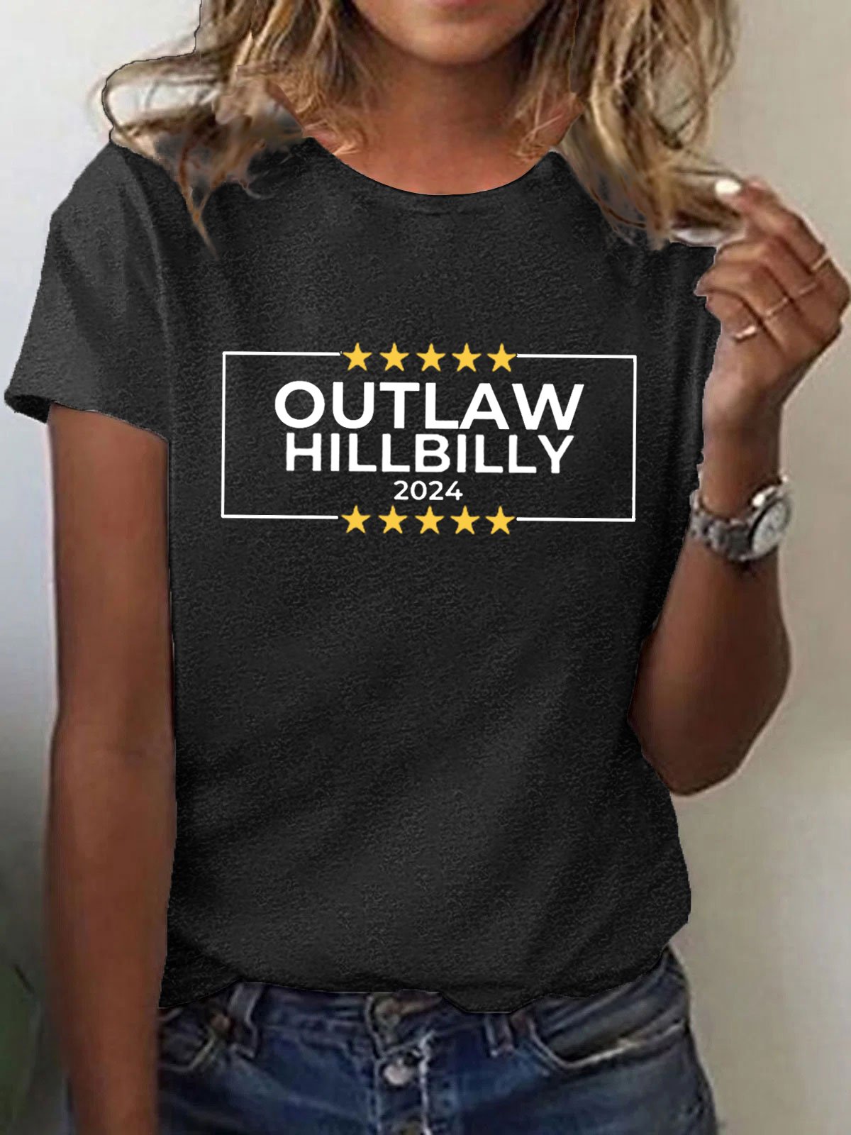 Women's Outlaw Hillbilly Print Crew Neck T-Shirt
