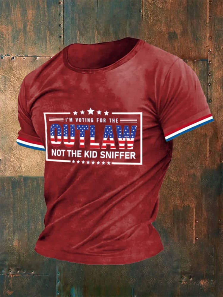Men's I'm Voting For The Outlaw Not The Kid Sniffer Print T-Shirt