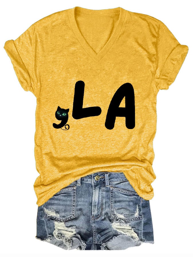 Women's Childless Cat Lady La Print T-Shirt