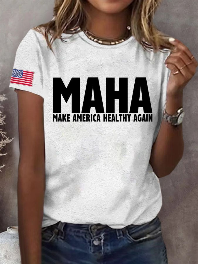 Women'S Maha Make America Healthy Again Printed T-Shirt