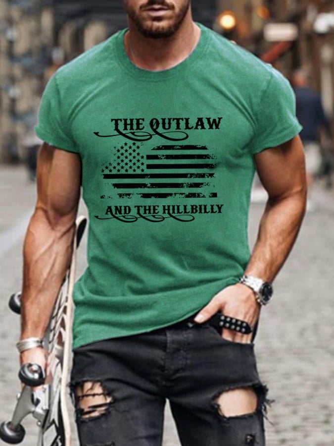 Men's The Outlaw and The Hillbilly Printed Casual T-Shirt