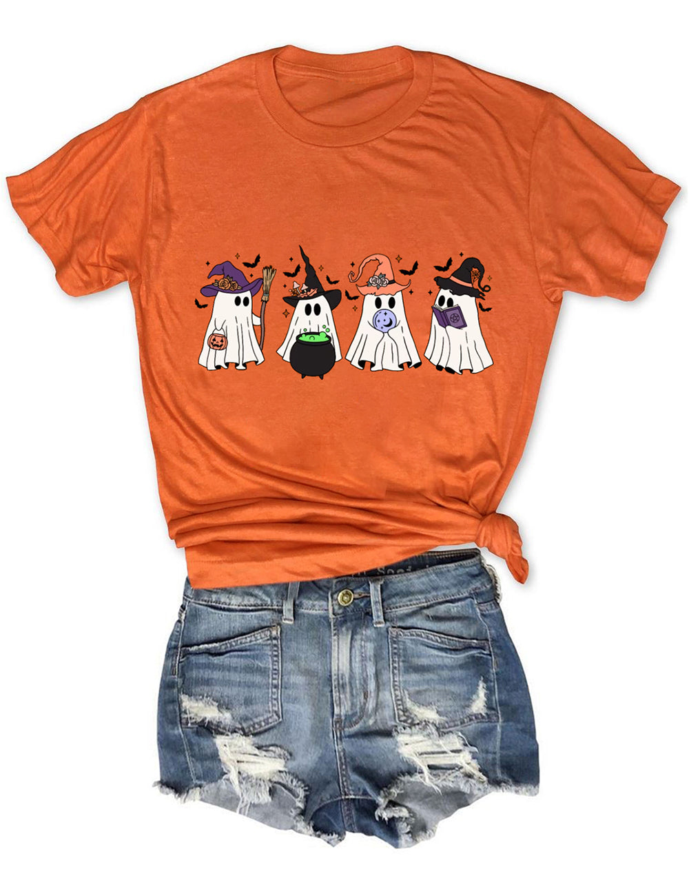 Women's Witch Ghosts Print T-Shirt