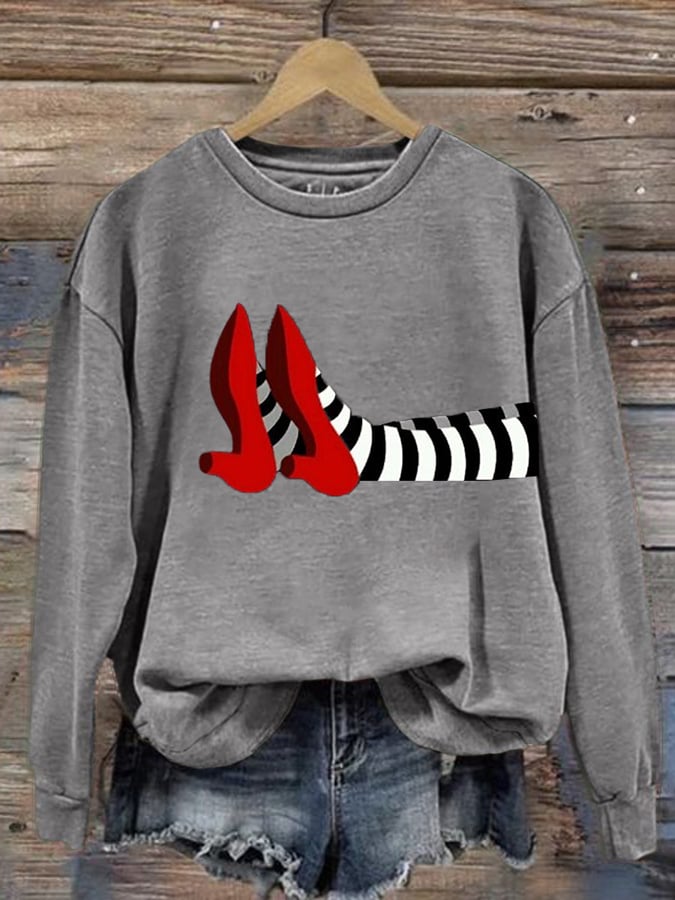 Women's Halloween Red Shoes  Print Sweatshirt