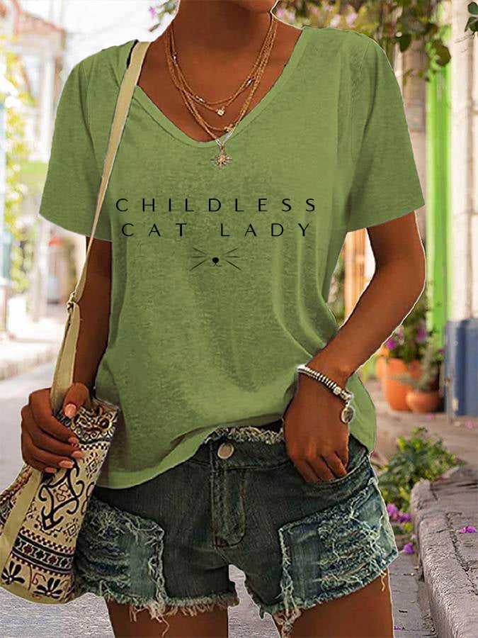 Women's Childless Cat Lady Print T-Shirt