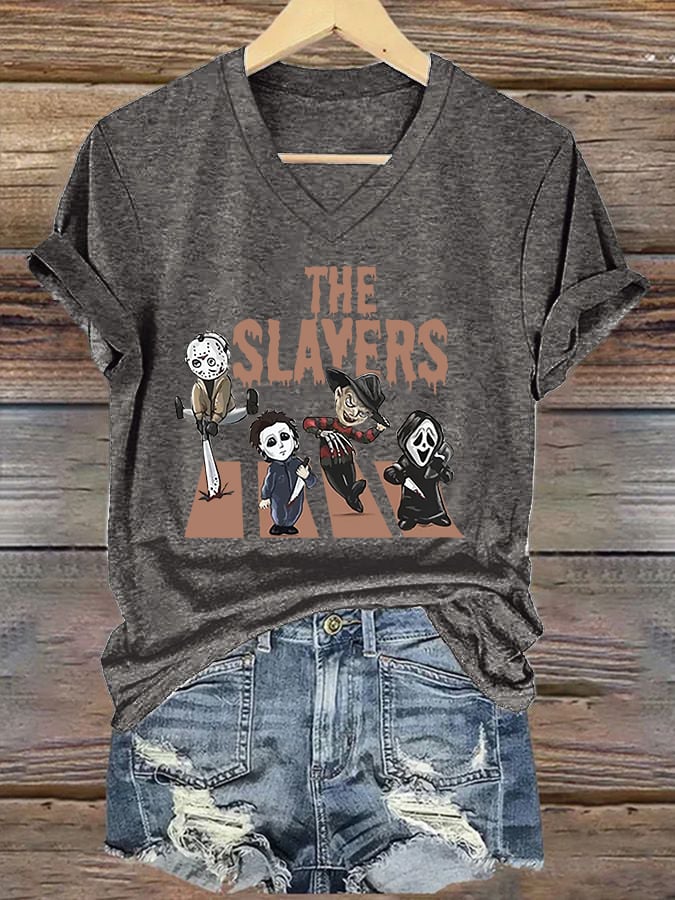 Women's The Slayers Horror Monster Killer Halloween Art Print T-shirt