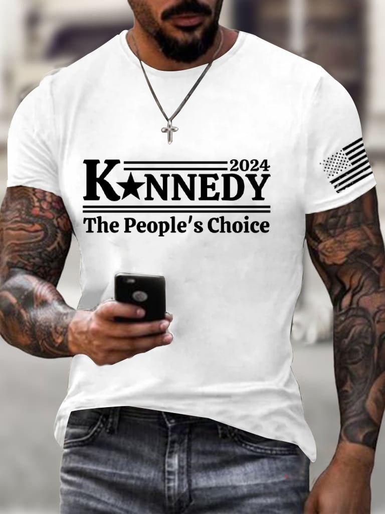 Men's American Flag Print Crew Neck T-Shirt