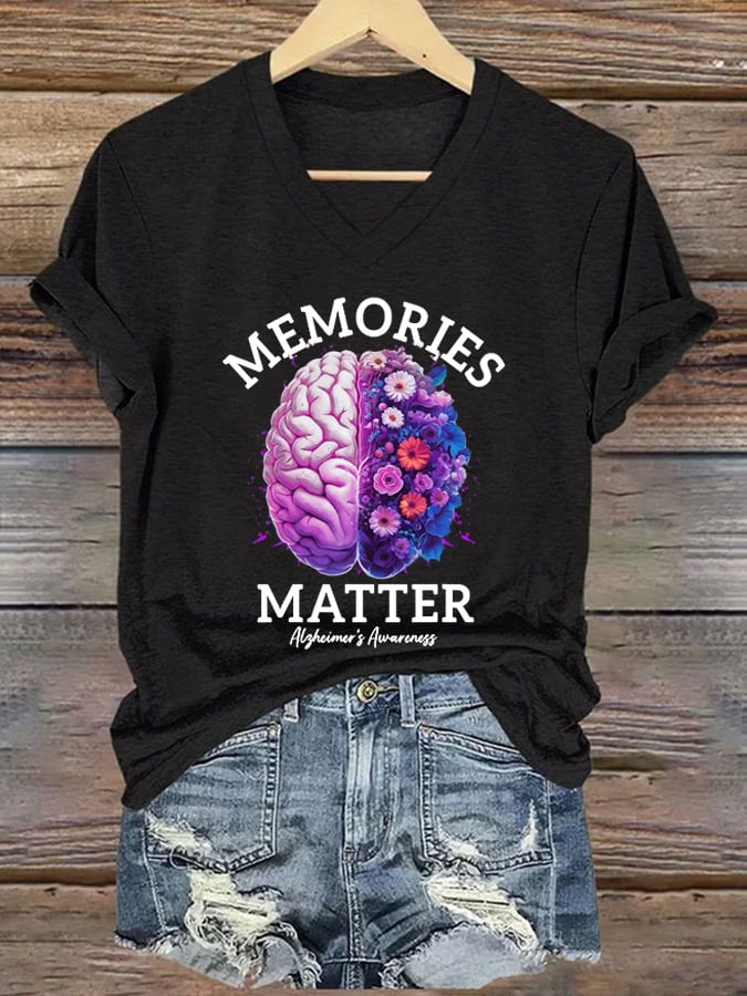 Alzheimers Awareness Memories Matter Brain Flowers Alzheimers T Shirt