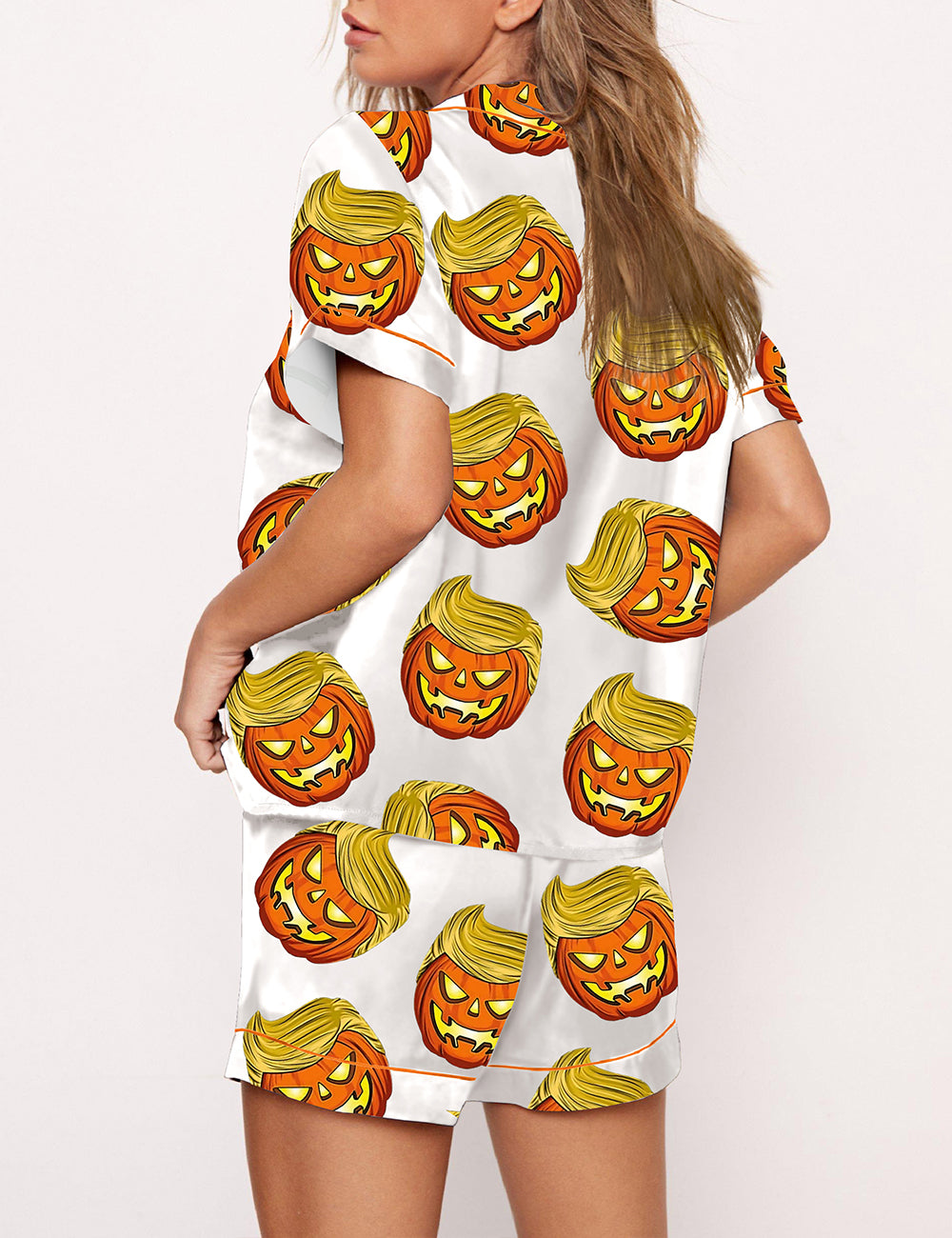 Women's Halloween Pumpkin Print Pajama Set