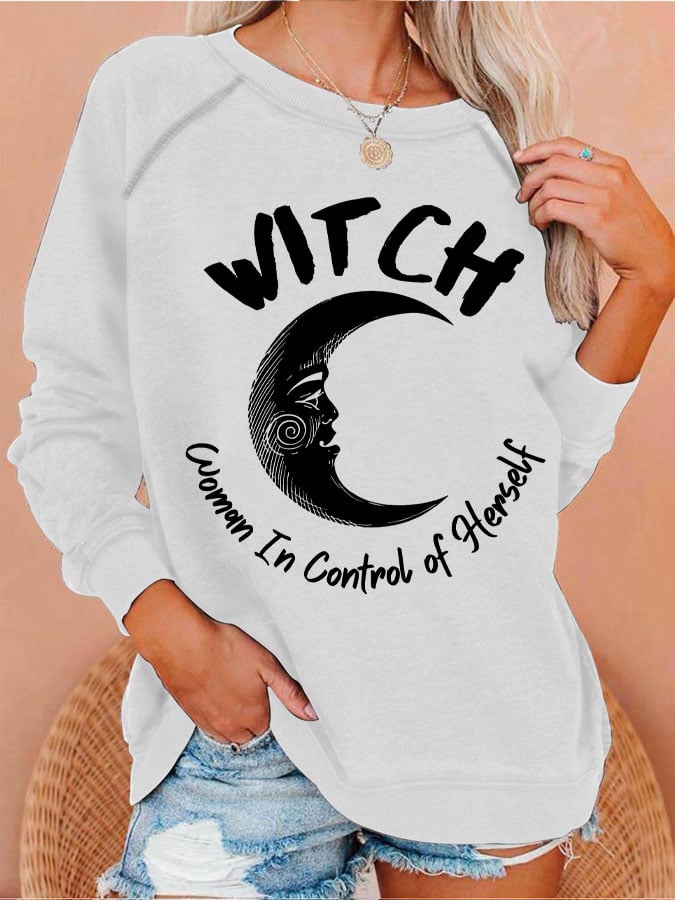 Women's Witch Woman In Total Control Of Herself Printed Long sleeve Sweatshirt