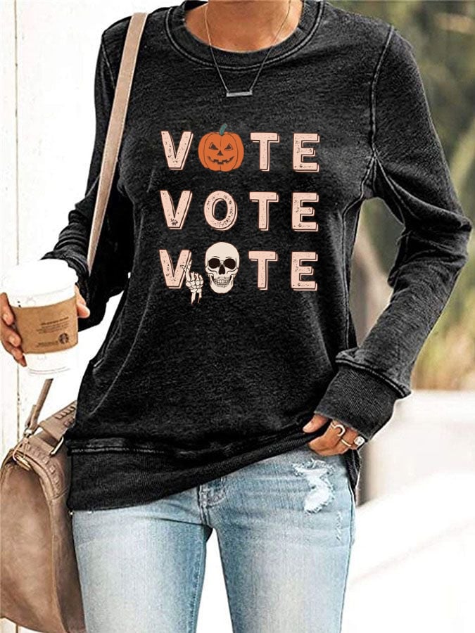 Women's Vote Halloween Print Sweatshirt