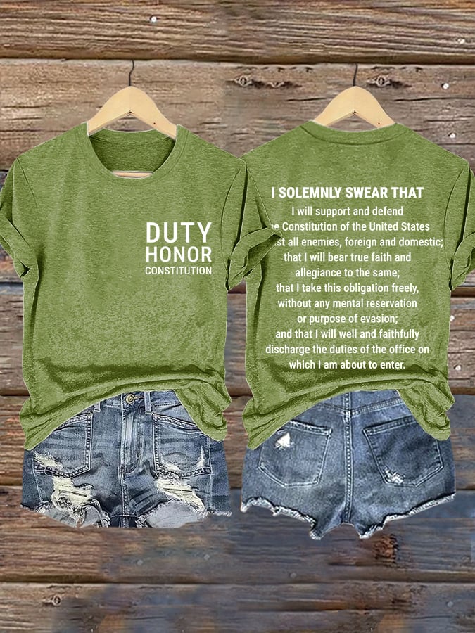 Retro Federal Employees Duty Honor Constitution Print T-Shirt