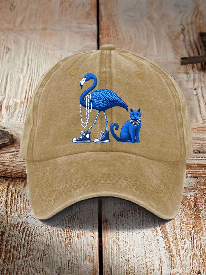 Pearl necklace canvas shoes flamingo & pearl necklace blue cat print casual unisex hat