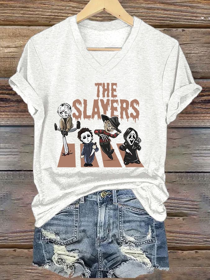Women's The Slayers Horror Monster Killer Halloween Art Print T-shirt