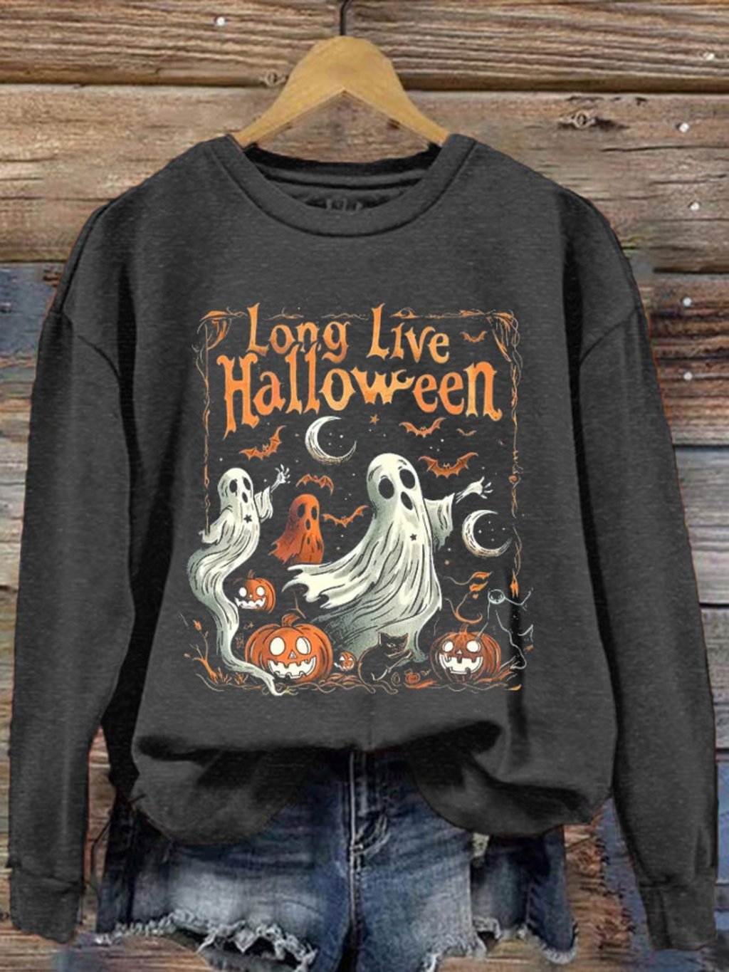 Women's Halloween Long Live Printed Sweatshirt