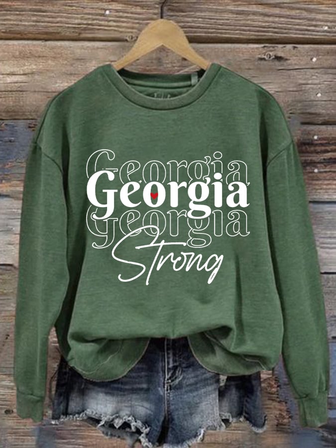 Women's Georgia Strong Print Round Neck Sweatshirt
