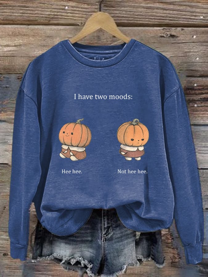Women's Pumpkin Doll Print Casual Sweatshirt