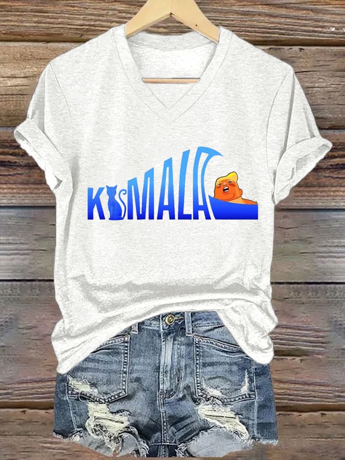 Women's general election hot comma la printed casual T-shirt