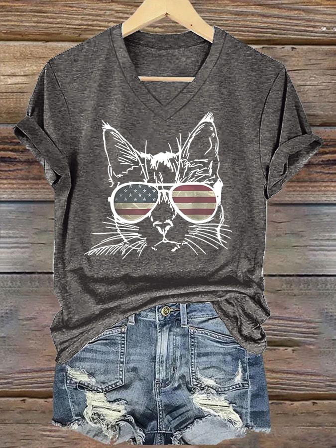 Women's La Cat Flag Printed Short-Sleeved T-Shirt