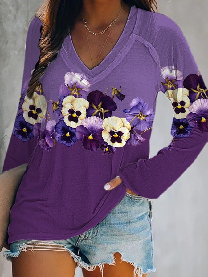 Women's Alzheimer's Awareness Floral Print Top