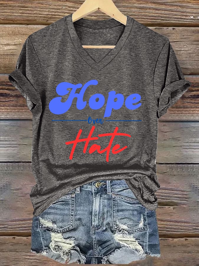 Women's Hope Over Hate Print V-Neck T-Shirt