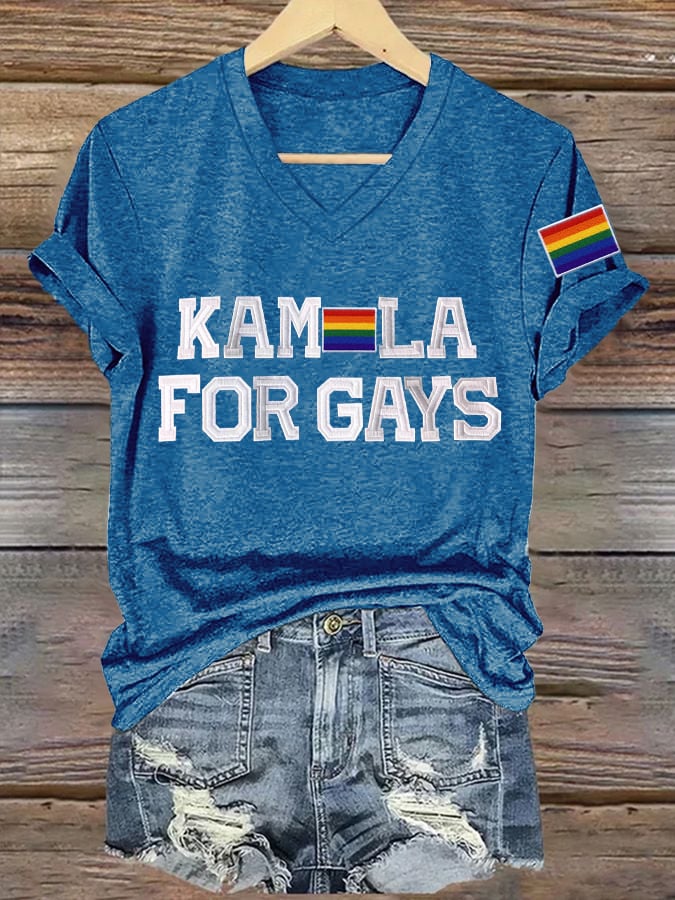 Women's For Gays Print Casual V-Neck T-Shirt