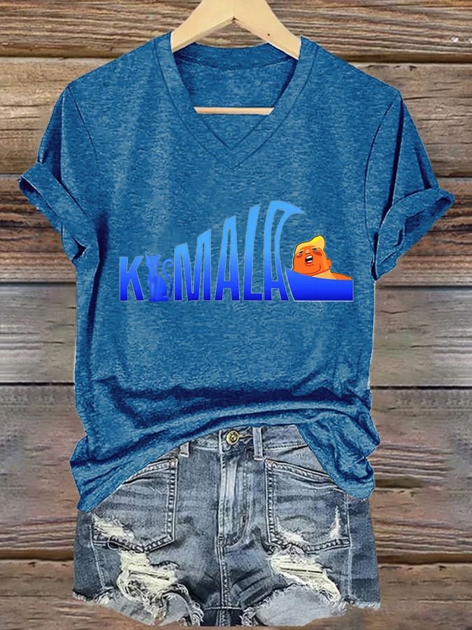 Women's general election hot comma la printed casual T-shirt