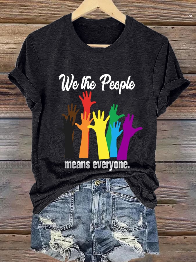 Women's We The People Means Everyone Printed Casual V Neck T-Shirt