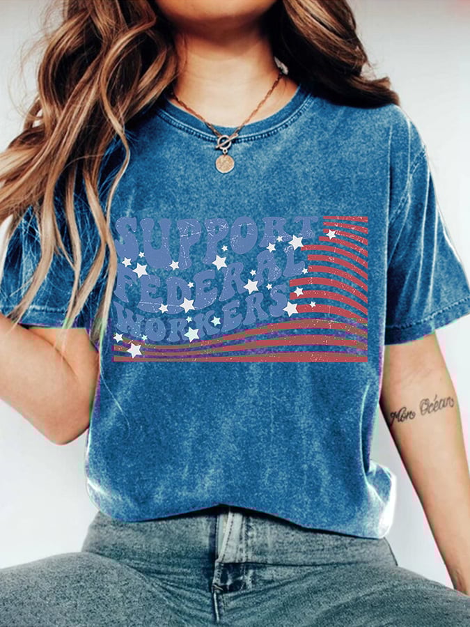 Retro Support Federal Workers Print T-Shirt