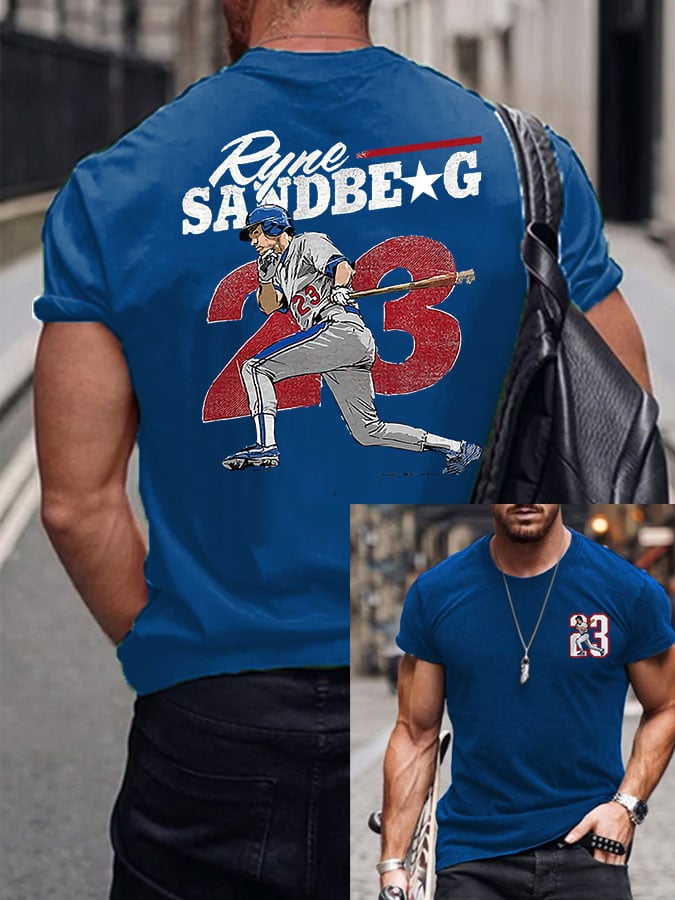 Men's Baseball Commemorative Number 23 Player Print Short Sleeve T-Shirt