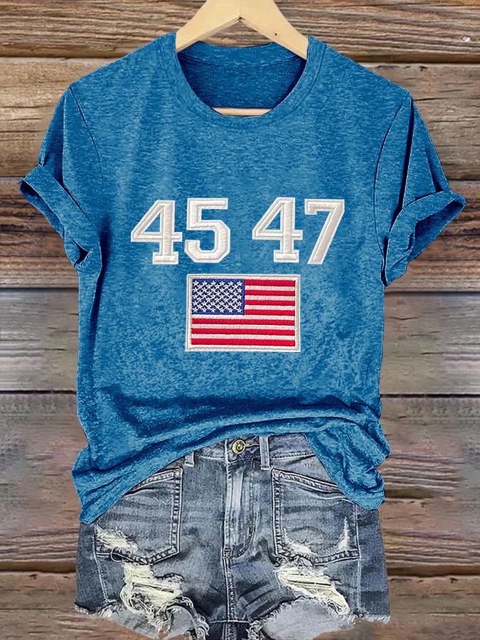 Retro 45 47 Print T-Shirt