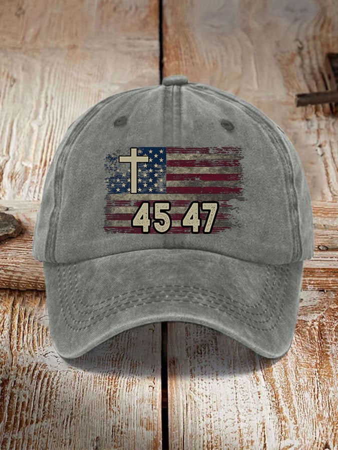 45 47 Cross Flag Printed Hat