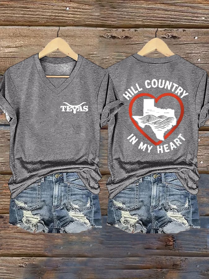 Women's Texas Flooding Print Casual T-Shirt