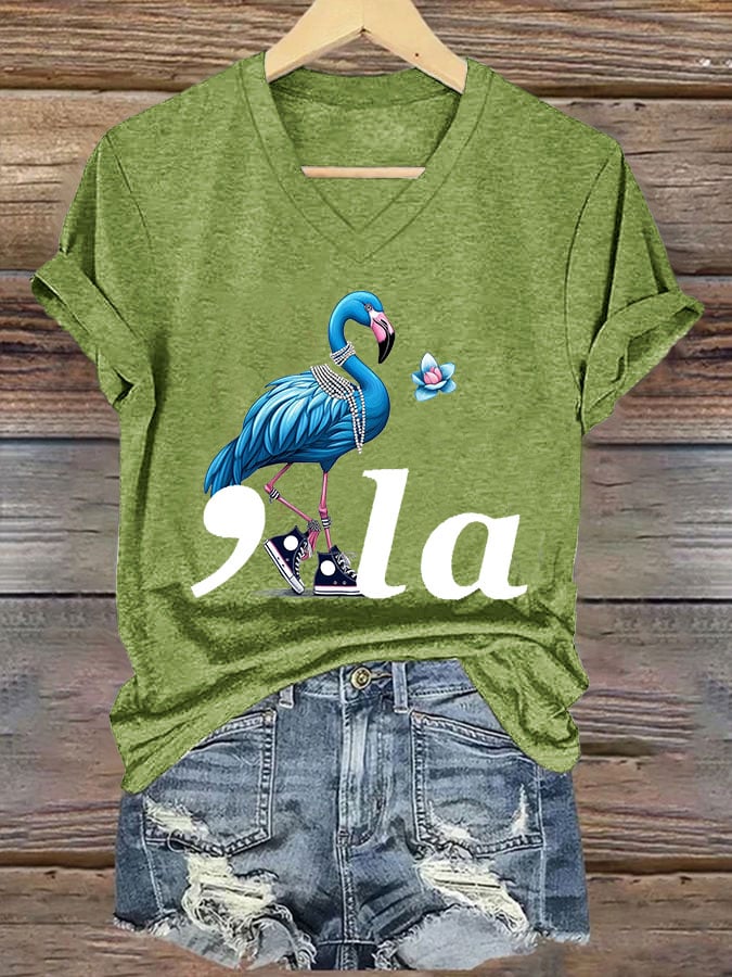 Women's Comma La Flamingo Print T-Shirt