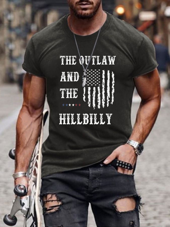 Men's The Outlaw and The Hillbilly Printed Casual T-Shirt