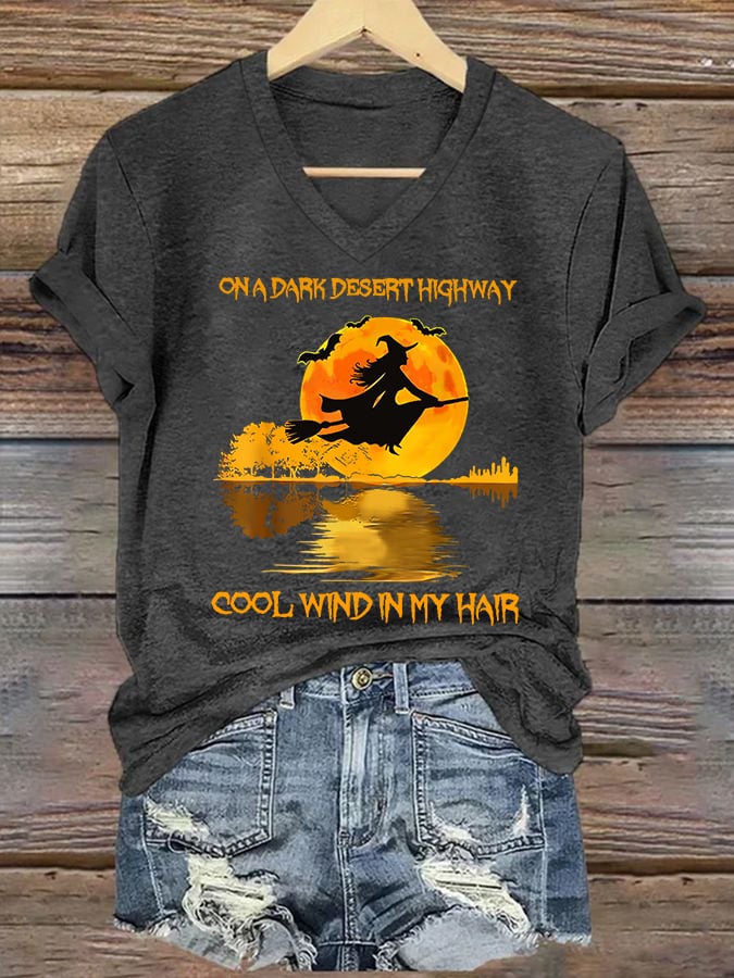 Women's Halloween On A Dark Desert Highway Cool Wind In My Hair printed casual T-shirt