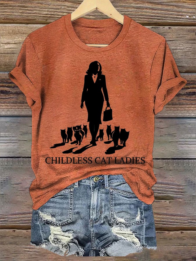 Women's Childless Cat Ladies Printed Crew Neck T-Shirt