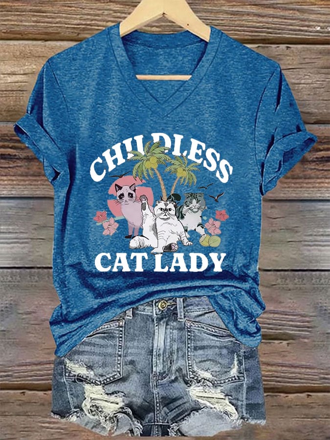 Women's Childless Cat Ladies Print T-Shirt