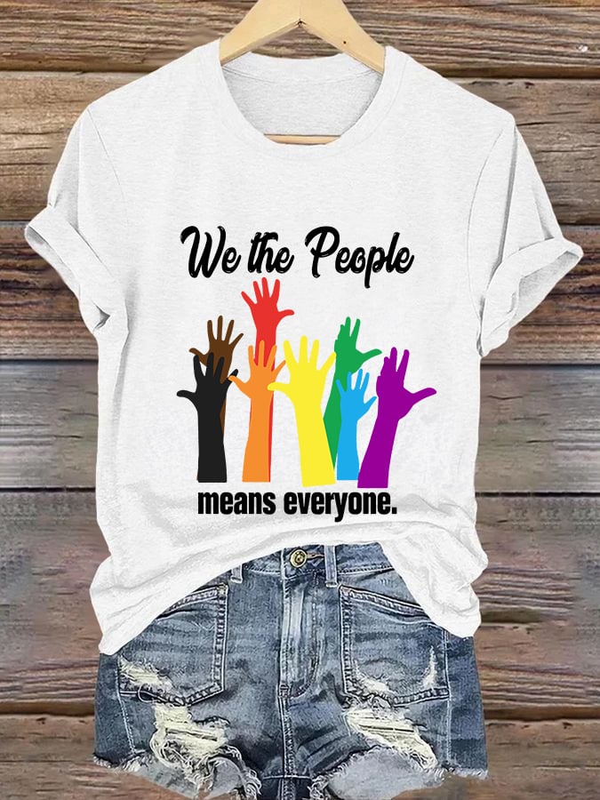 Women's We The People Means Everyone Printed Casual V Neck T-Shirt