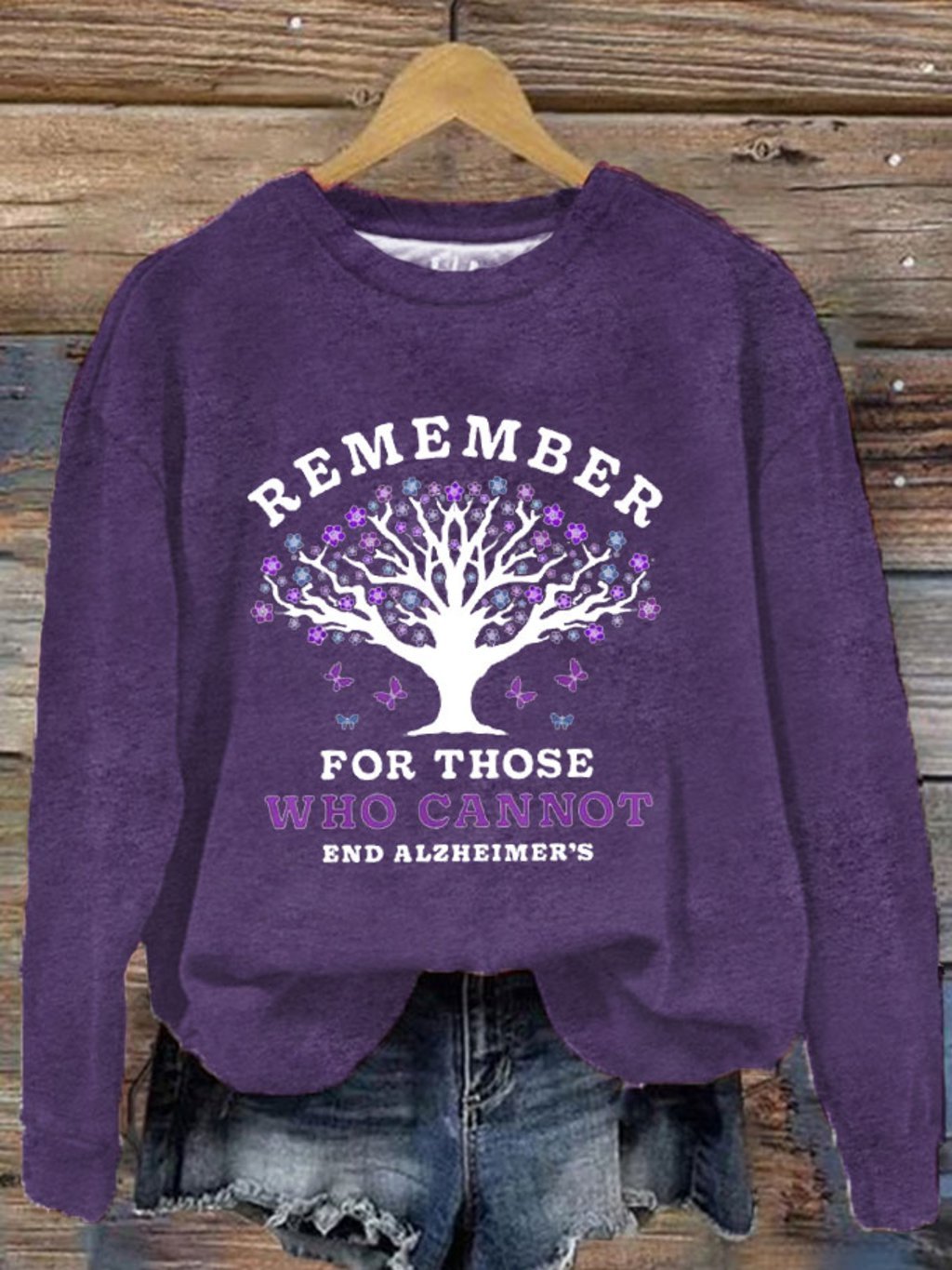 Women's Remember For Those Who Cannot Dementia Alzheimer's Disease Awareness Printed Sweatshirt