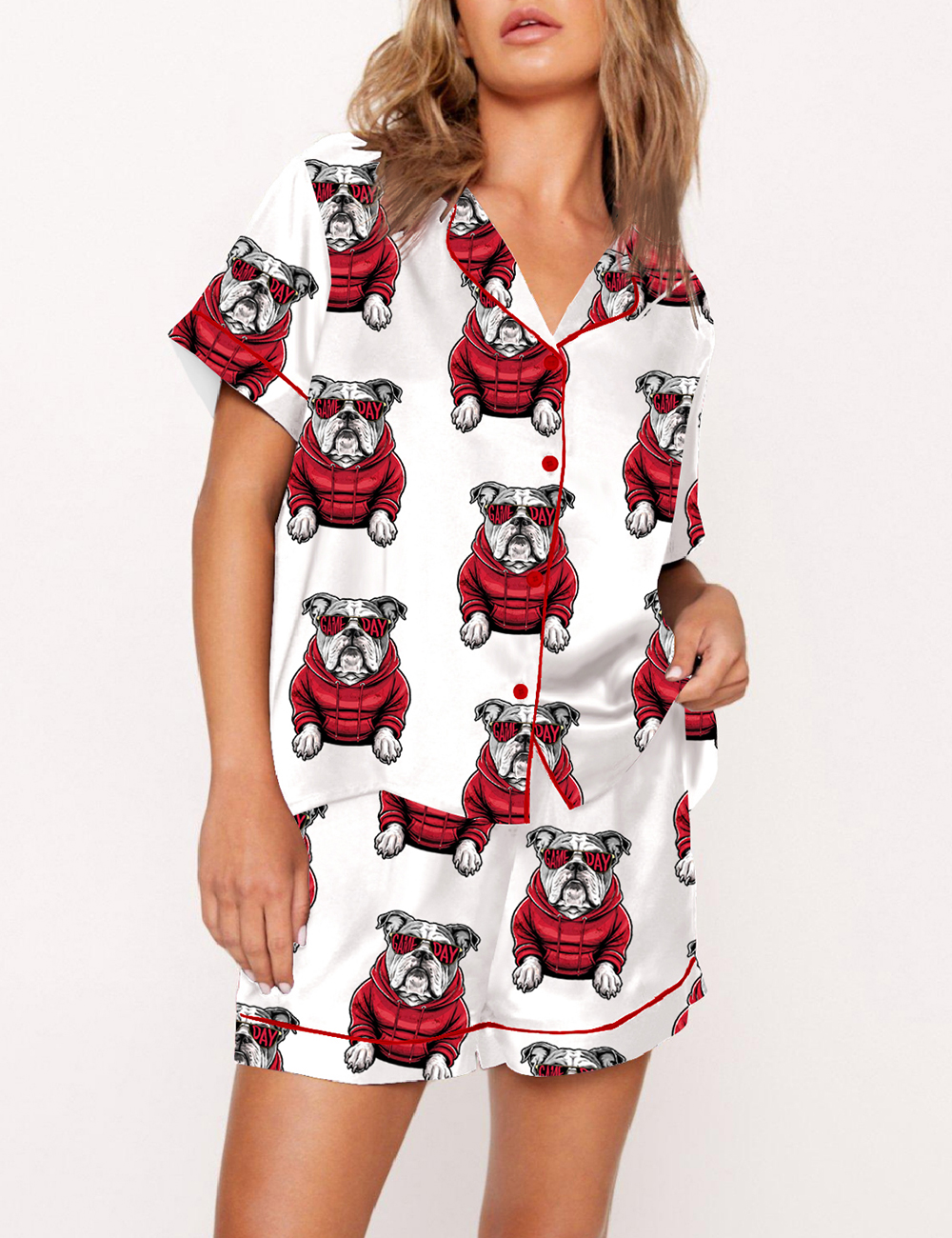 Women’s Go Dawgs Funny Bulldogs Football Pajama Set