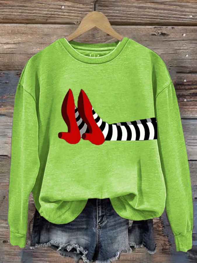 Women's Halloween Red Shoes  Print Sweatshirt