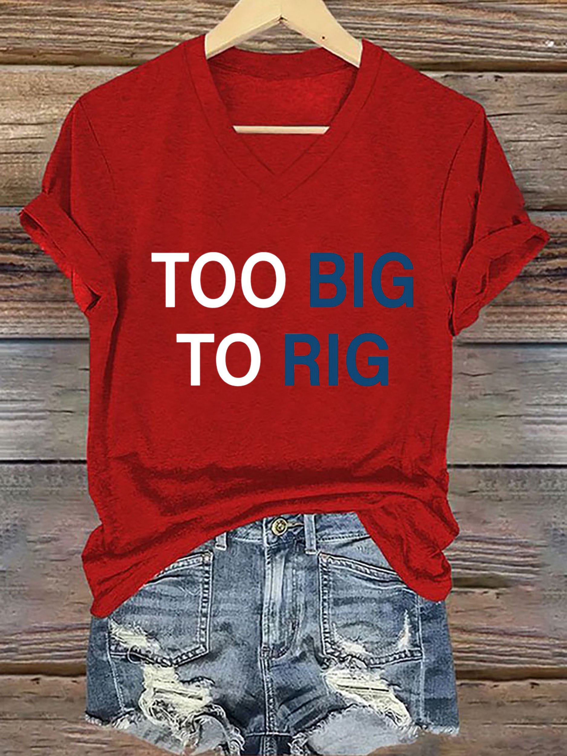 Women's Too Big To Rig  Printed Short-Sleeved T-Shirt